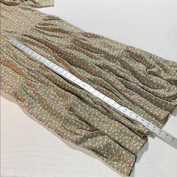 Ella Simone Green Floral Ruffled Tiered Maxi Dress MP Pockets 100% Rayon New! - Picture 16 of 16